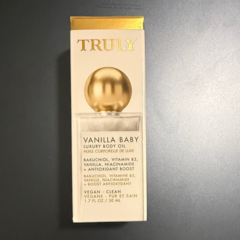 TRULY Vanilla Baby Luxury Body Oil with Gold Accents